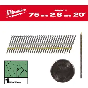 Gwoździe 20° pierścieniowe okrągły łeb jasny 75mm